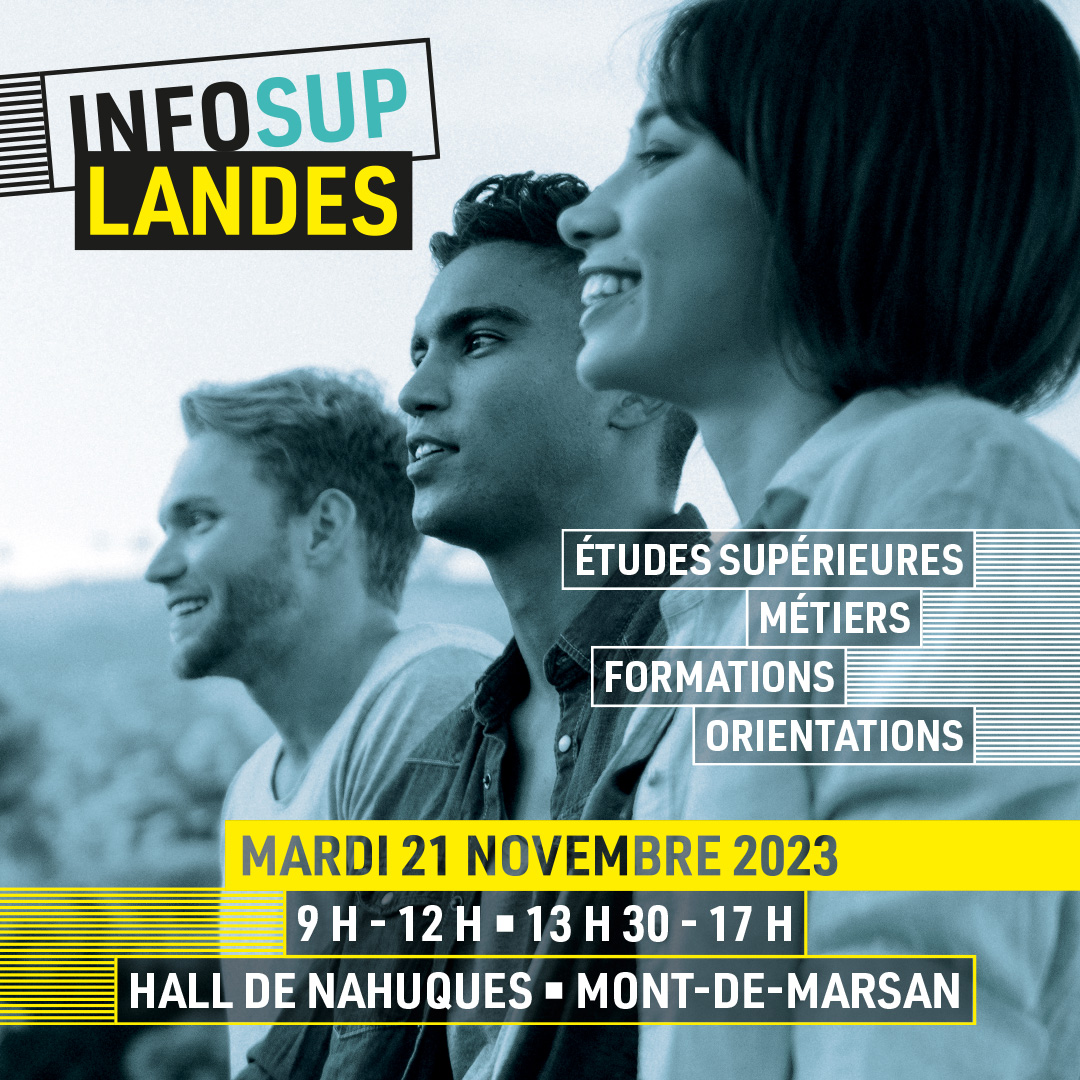 SAVE THE DATE 📣 Mardi 21 novembre, l'École Supérieure de Design des #landes sera présente au salon #InfoSup à Mont de Marsan ! Rendez-vous au hall de Nahuques dès 9 h. Toute l'équipe est impatiente de vous rencontrer ! D'ici mardi, prenez le temps de jeter un œil aux formations de l'#ESDL ! #campuslandes #design #ecoledesign